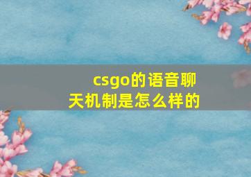 csgo的语音聊天机制是怎么样的