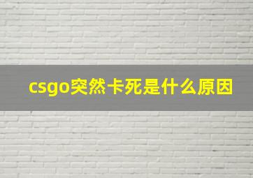 csgo突然卡死是什么原因