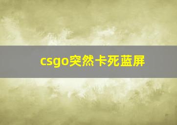 csgo突然卡死蓝屏