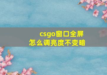 csgo窗口全屏怎么调亮度不变暗