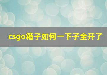 csgo箱子如何一下子全开了