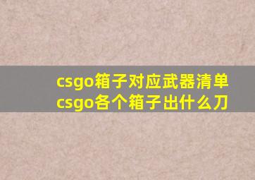 csgo箱子对应武器清单csgo各个箱子出什么刀