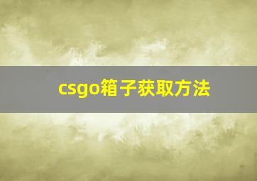 csgo箱子获取方法