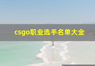 csgo职业选手名单大全