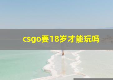 csgo要18岁才能玩吗