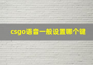 csgo语音一般设置哪个键