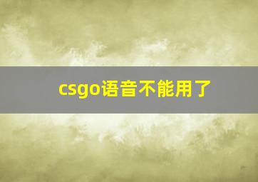 csgo语音不能用了