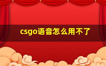 csgo语音怎么用不了