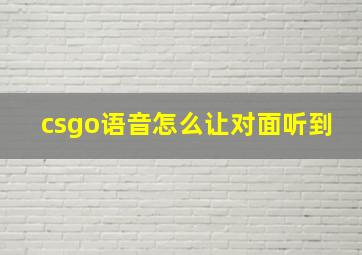 csgo语音怎么让对面听到