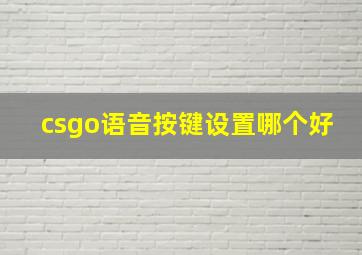 csgo语音按键设置哪个好