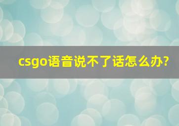 csgo语音说不了话怎么办?