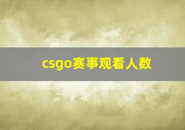 csgo赛事观看人数