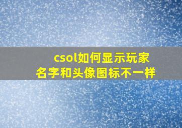 csol如何显示玩家名字和头像图标不一样