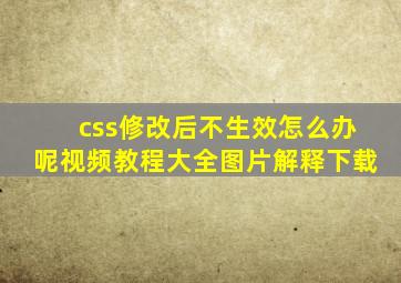 css修改后不生效怎么办呢视频教程大全图片解释下载