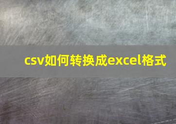 csv如何转换成excel格式