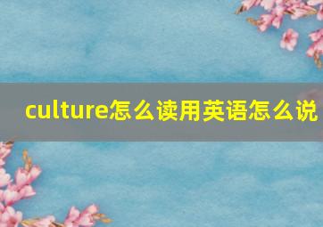 culture怎么读用英语怎么说