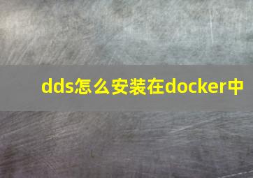 dds怎么安装在docker中