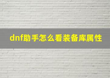 dnf助手怎么看装备库属性