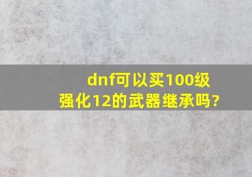 dnf可以买100级强化12的武器继承吗?