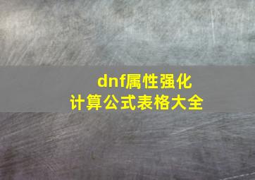 dnf属性强化计算公式表格大全