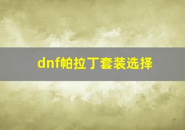 dnf帕拉丁套装选择