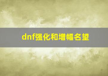 dnf强化和增幅名望