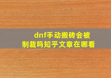 dnf手动搬砖会被制裁吗知乎文章在哪看