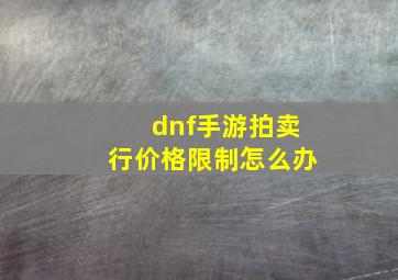 dnf手游拍卖行价格限制怎么办