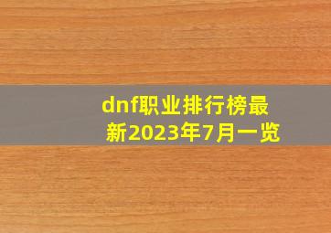 dnf职业排行榜最新2023年7月一览