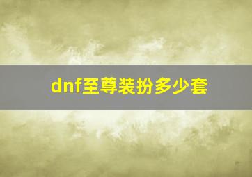 dnf至尊装扮多少套