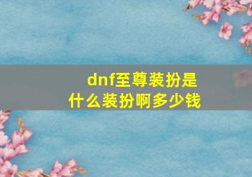 dnf至尊装扮是什么装扮啊多少钱