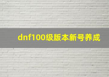 dnf100级版本新号养成