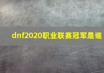 dnf2020职业联赛冠军是谁