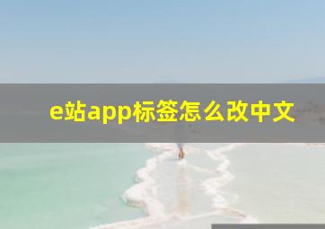 e站app标签怎么改中文