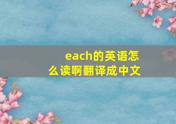 each的英语怎么读啊翻译成中文