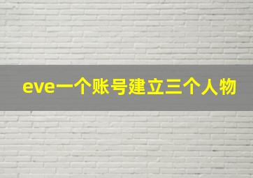 eve一个账号建立三个人物