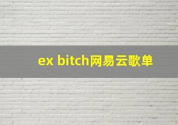 ex bitch网易云歌单