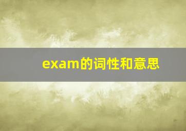 exam的词性和意思