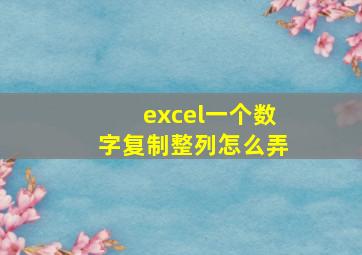 excel一个数字复制整列怎么弄