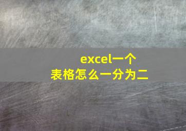 excel一个表格怎么一分为二