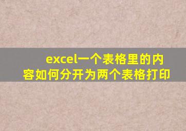 excel一个表格里的内容如何分开为两个表格打印