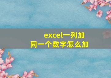 excel一列加同一个数字怎么加