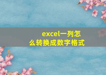 excel一列怎么转换成数字格式