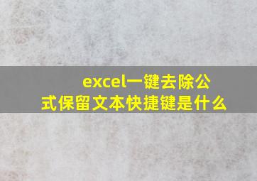 excel一键去除公式保留文本快捷键是什么