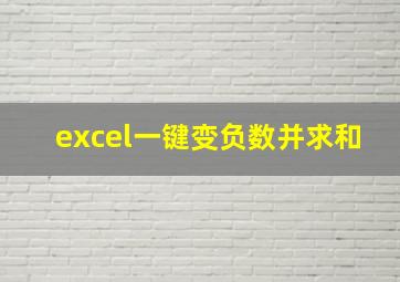 excel一键变负数并求和