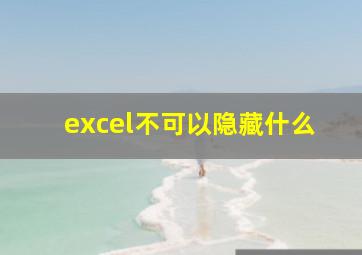 excel不可以隐藏什么