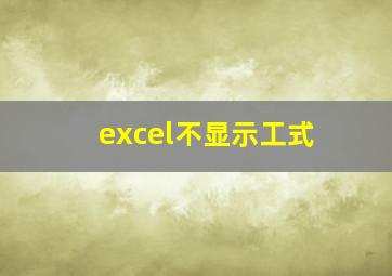 excel不显示工式