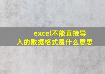 excel不能直接导入的数据格式是什么意思