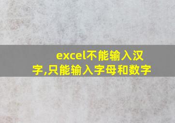 excel不能输入汉字,只能输入字母和数字