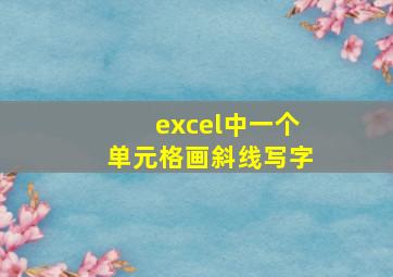 excel中一个单元格画斜线写字